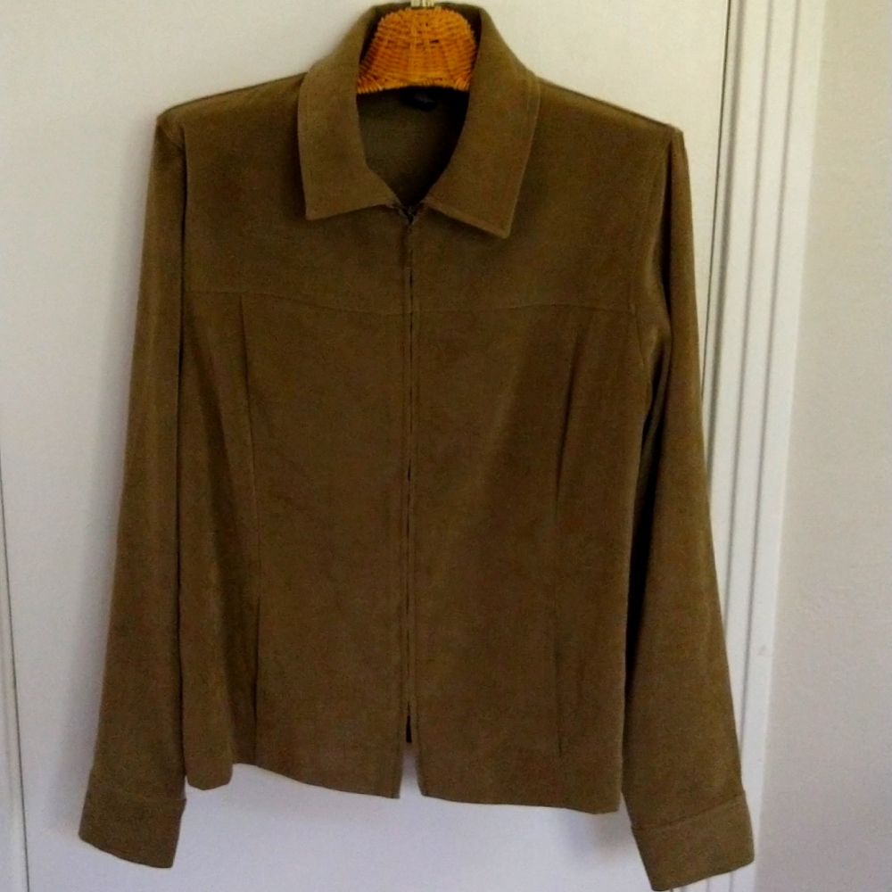 Olive Green Faux Suede Norton McNaughton Jacket Sz 8